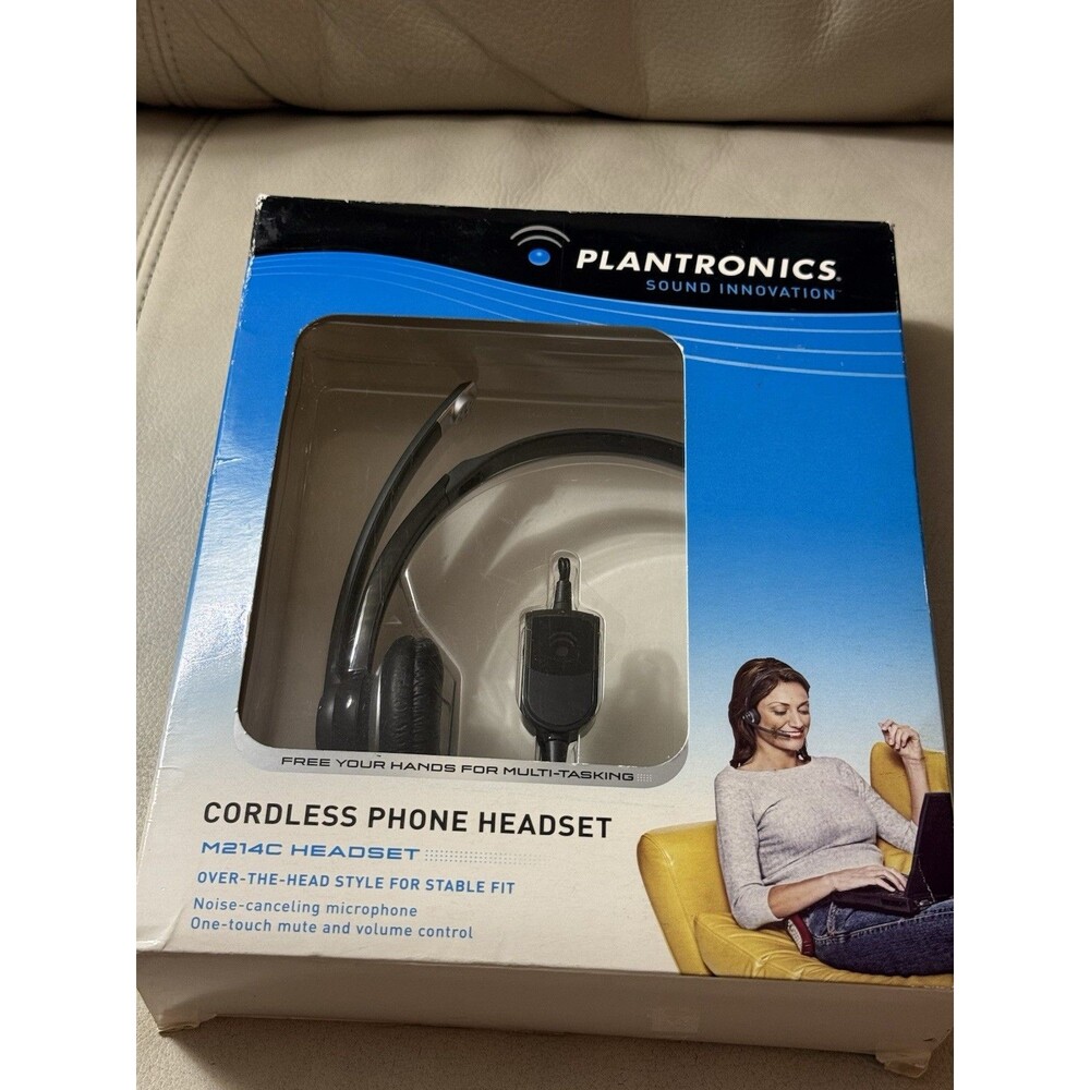 NEW Plantronics M214C Cordless Phone Headset Over the Head Noise Cancelling Mic